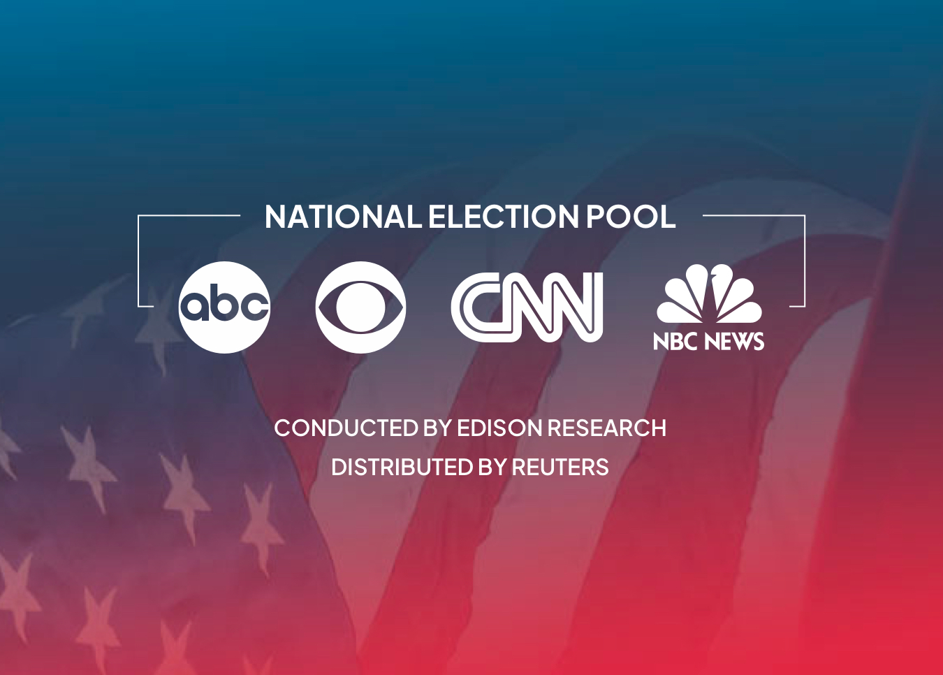 American flag with broadcast network logos